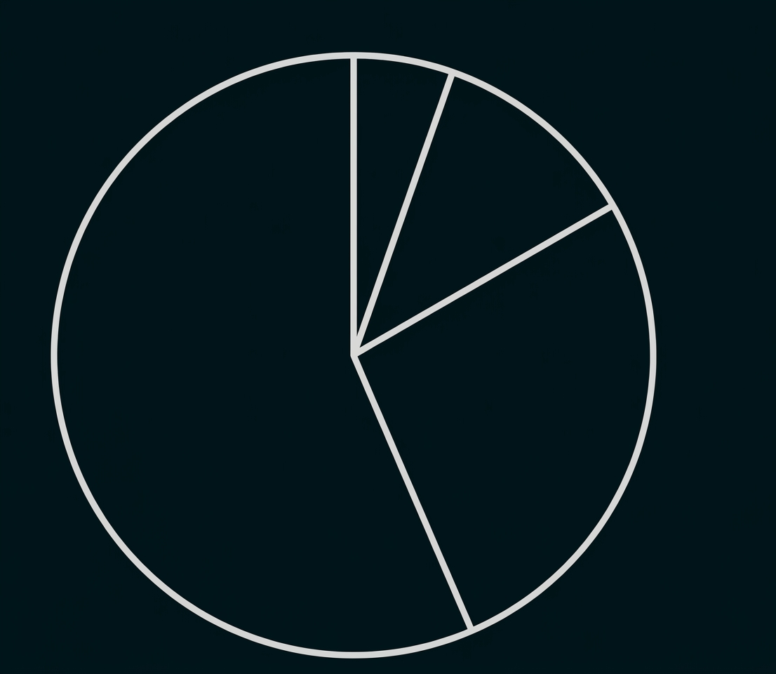 Kreisdiagramm mit vier unterschiedlich großen Segmenten.